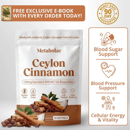 Canela de Ceilán Equivalente a 7200 mg con Aceite MCT