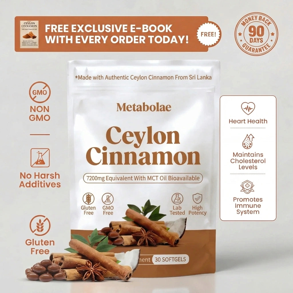 Canela de Ceilán Equivalente a 7200 mg con Aceite MCT
