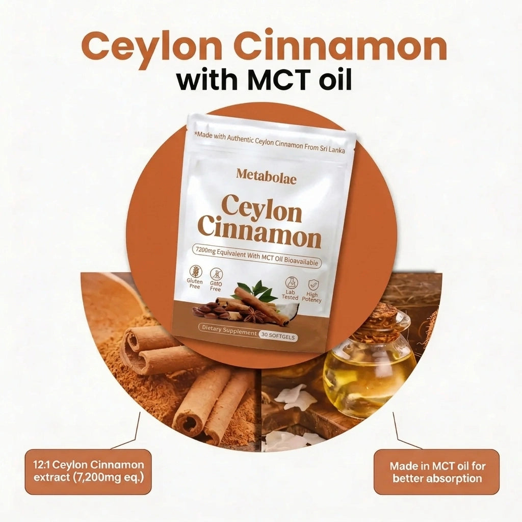 Canela de Ceilán Equivalente a 7200 mg con Aceite MCT